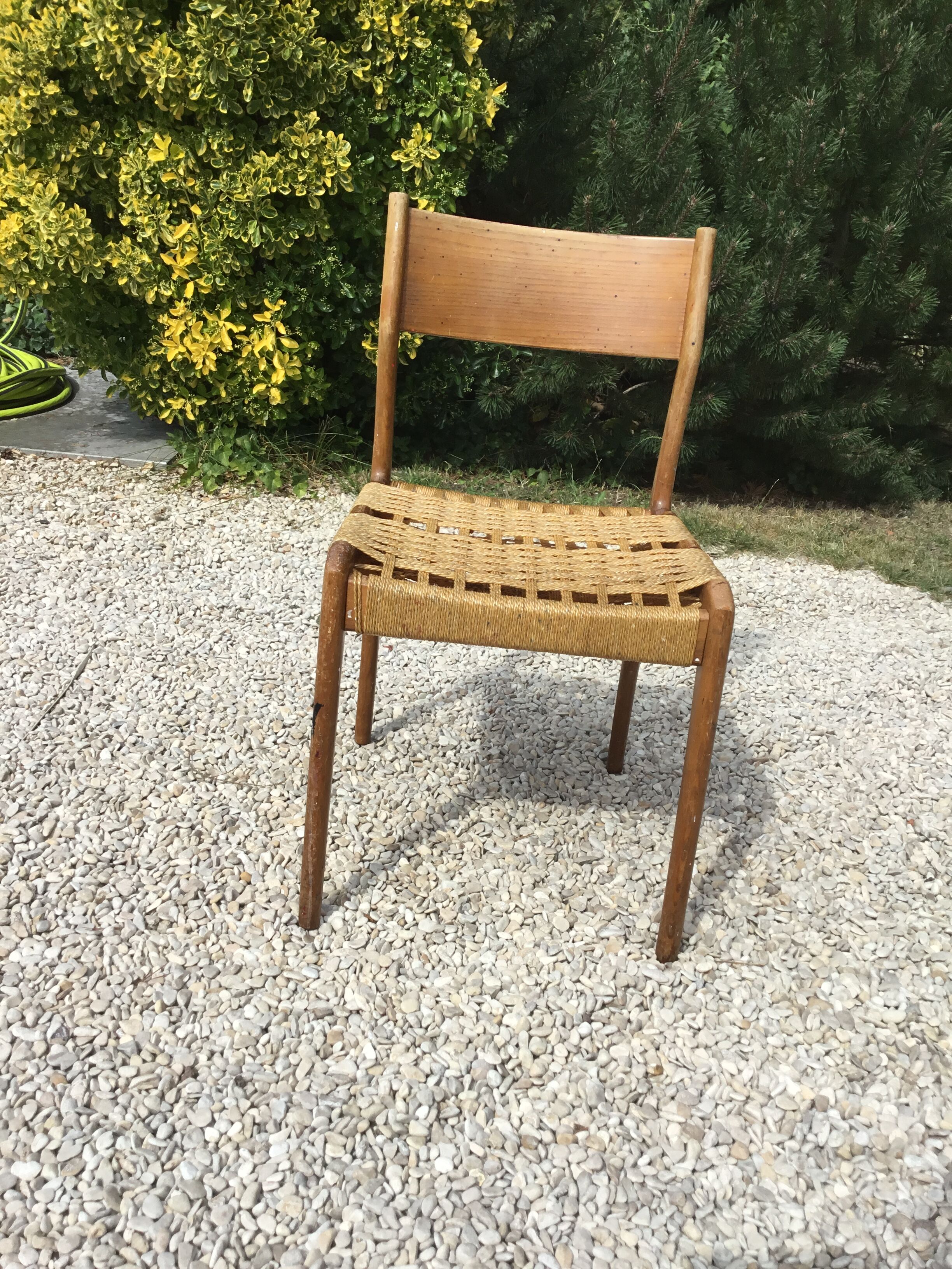 Chaise  bois et corde  italienne 1960