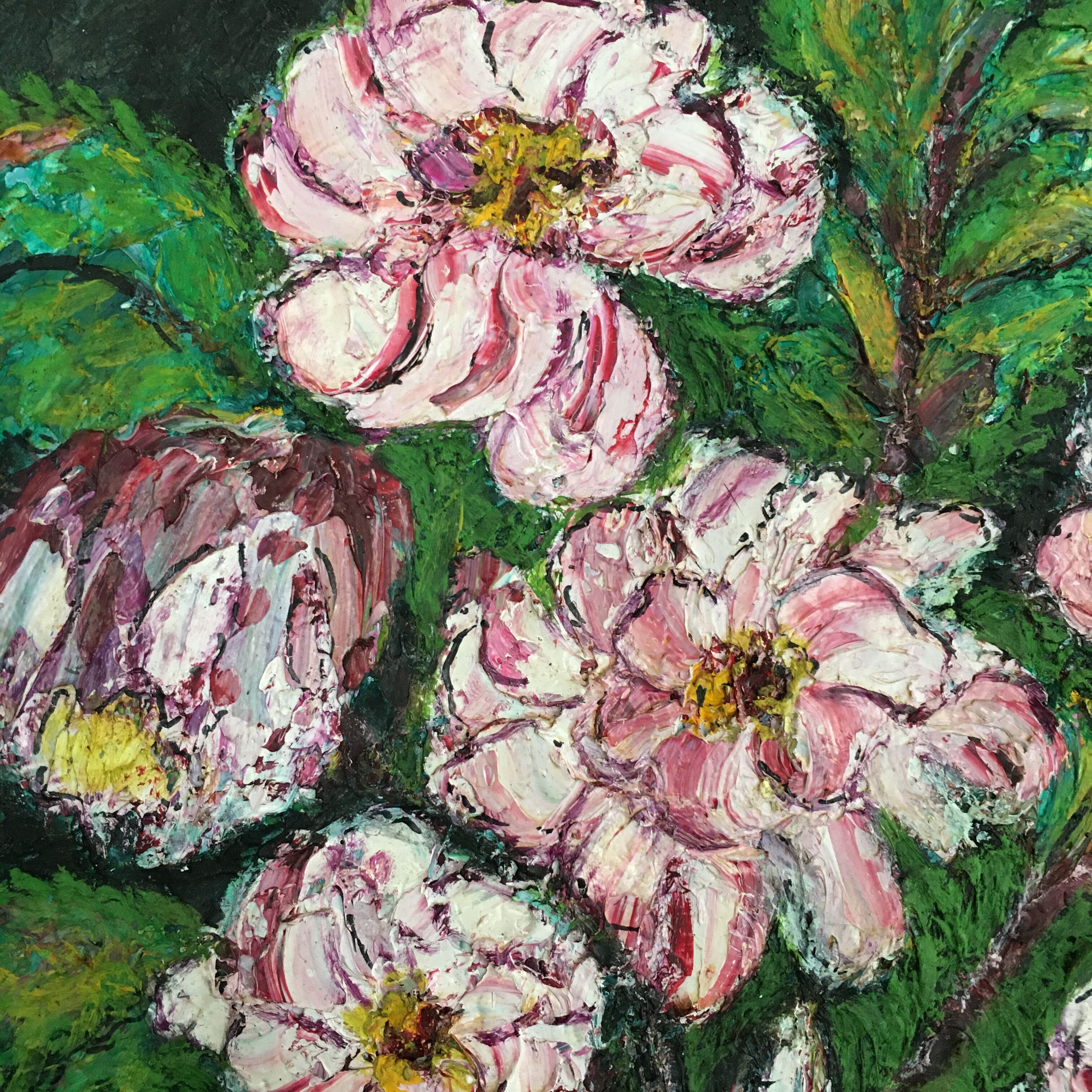 Painting bouquet of peonies