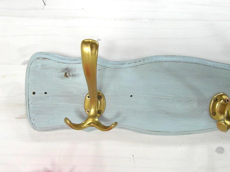 Porte manteaux à 4 crochets en bois et metal