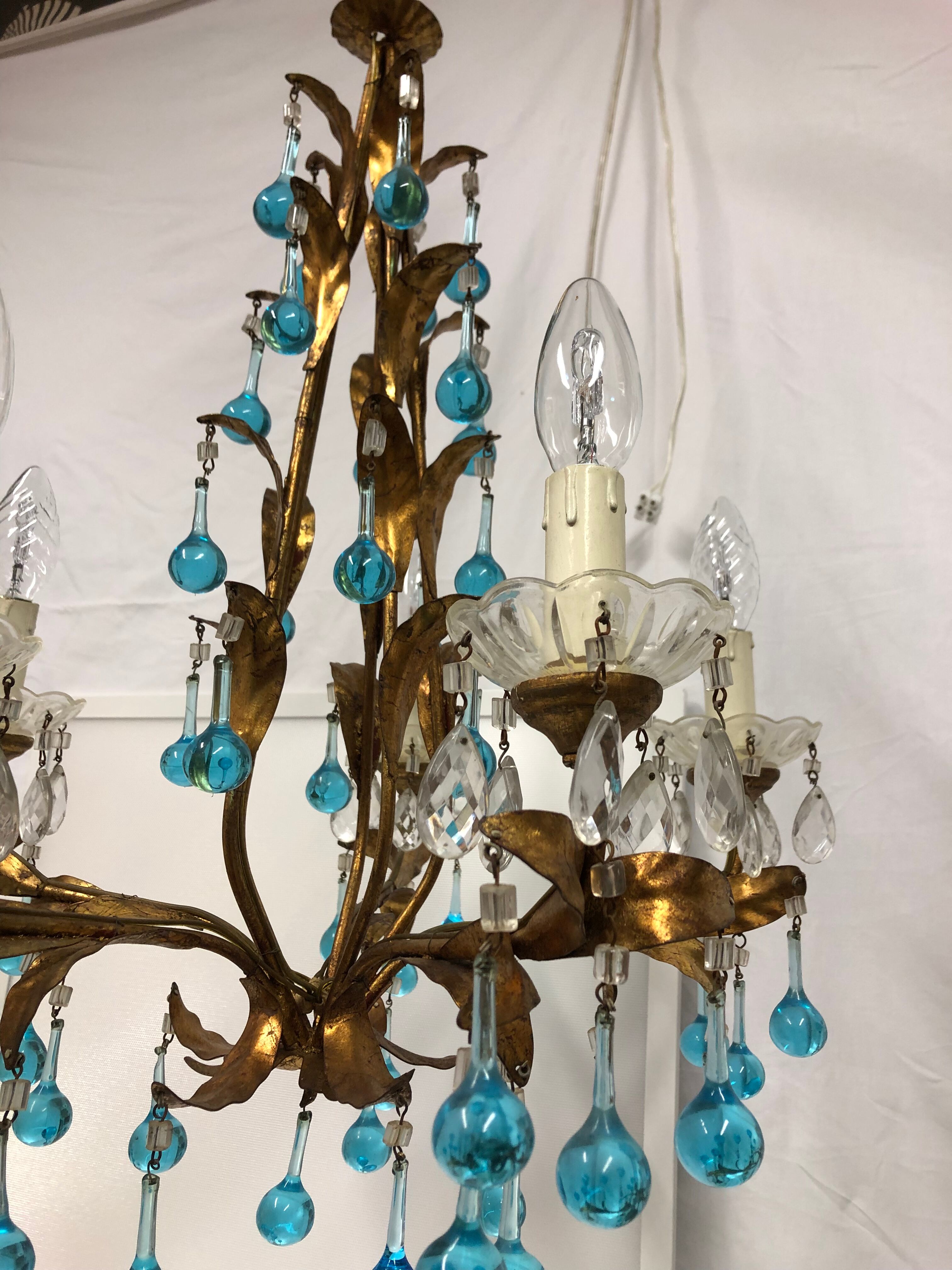 Chandelier with pearl grapevines