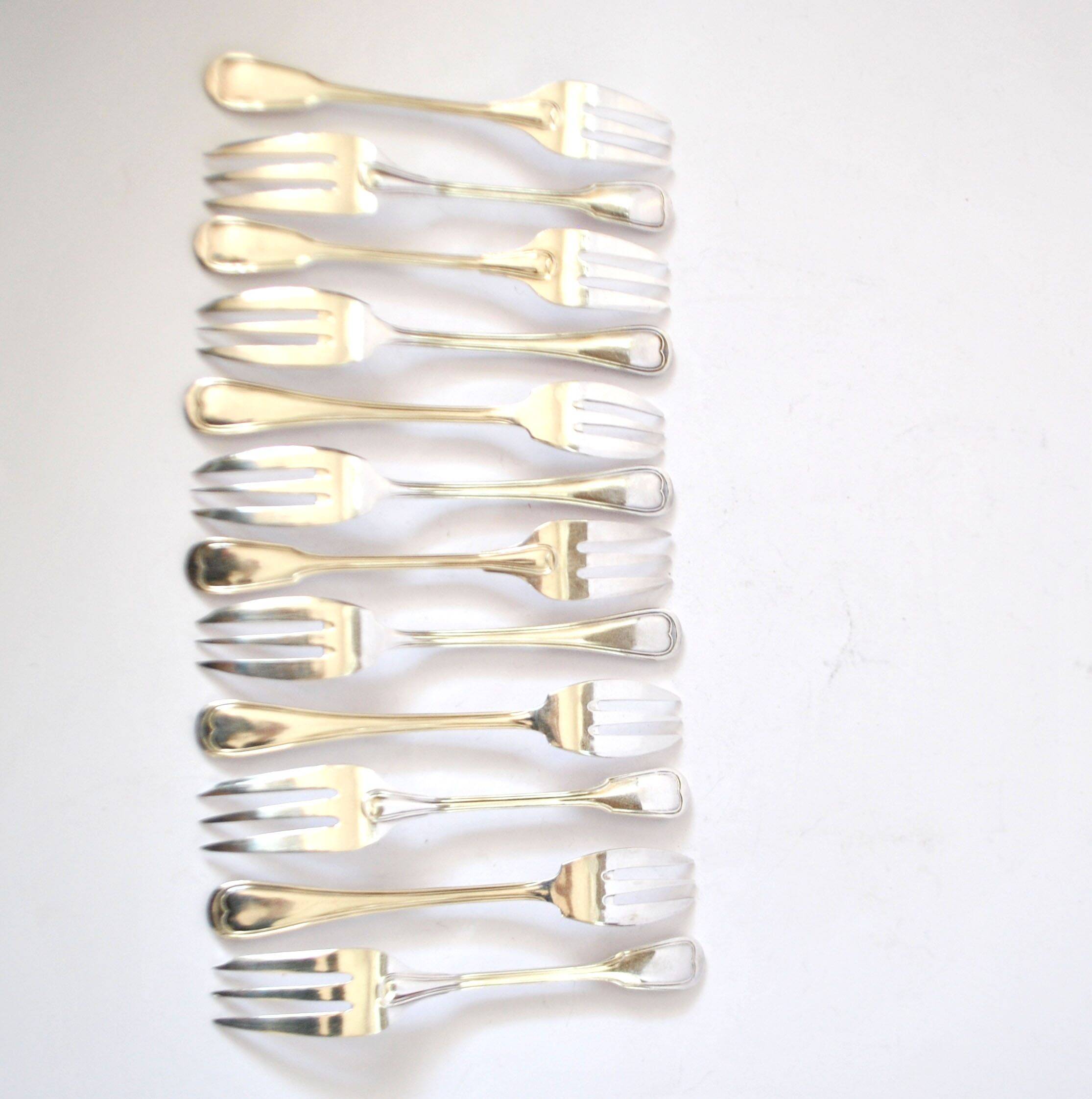 ST MEDARD set of 12 dessert forks with an antique style fillet Chinon 14.5 cm