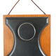 Two coat hangers, wood, leather and black leather, 70s
