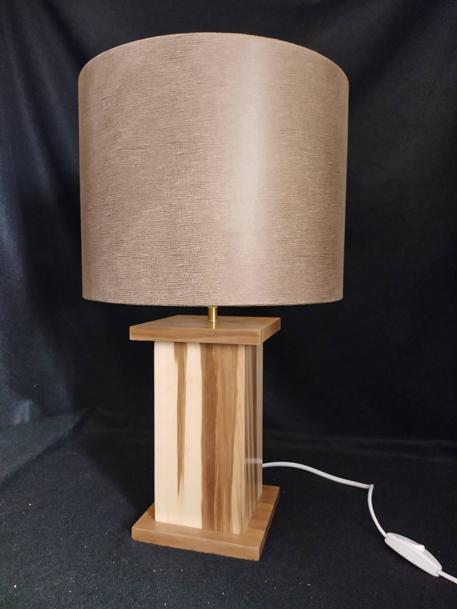 Handcrafted lamp in a contemporary style.