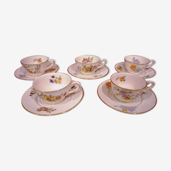 Soucoupe tasse en porcelaine rose de Limoges