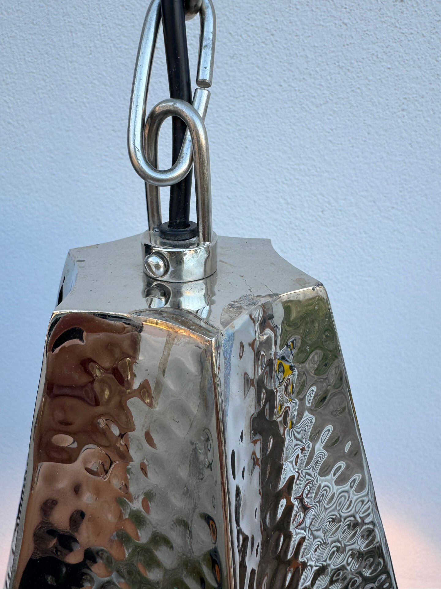Modern hammered chrome metal suspension