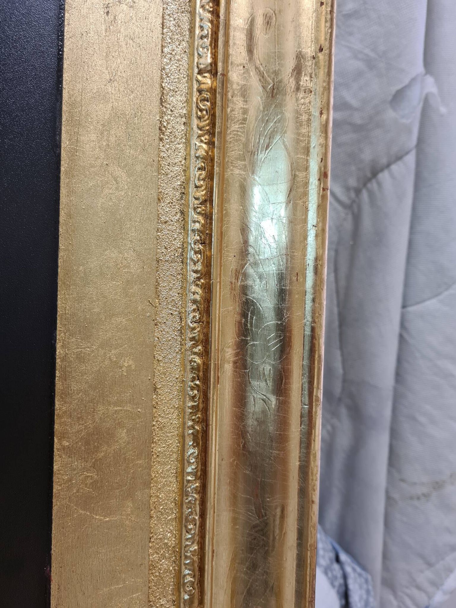 Golden trumeau mirror with restaurant slate, 19th century