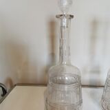 Pair of antique moulded glass decanters