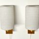 Pair of Scandinavian Wall Lights - Opaline Brass Wood - 50's 60's
