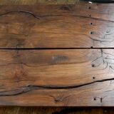 pair long coffee table solid wood brutalist