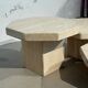 Set of 3 octagonal travertine tables 1970