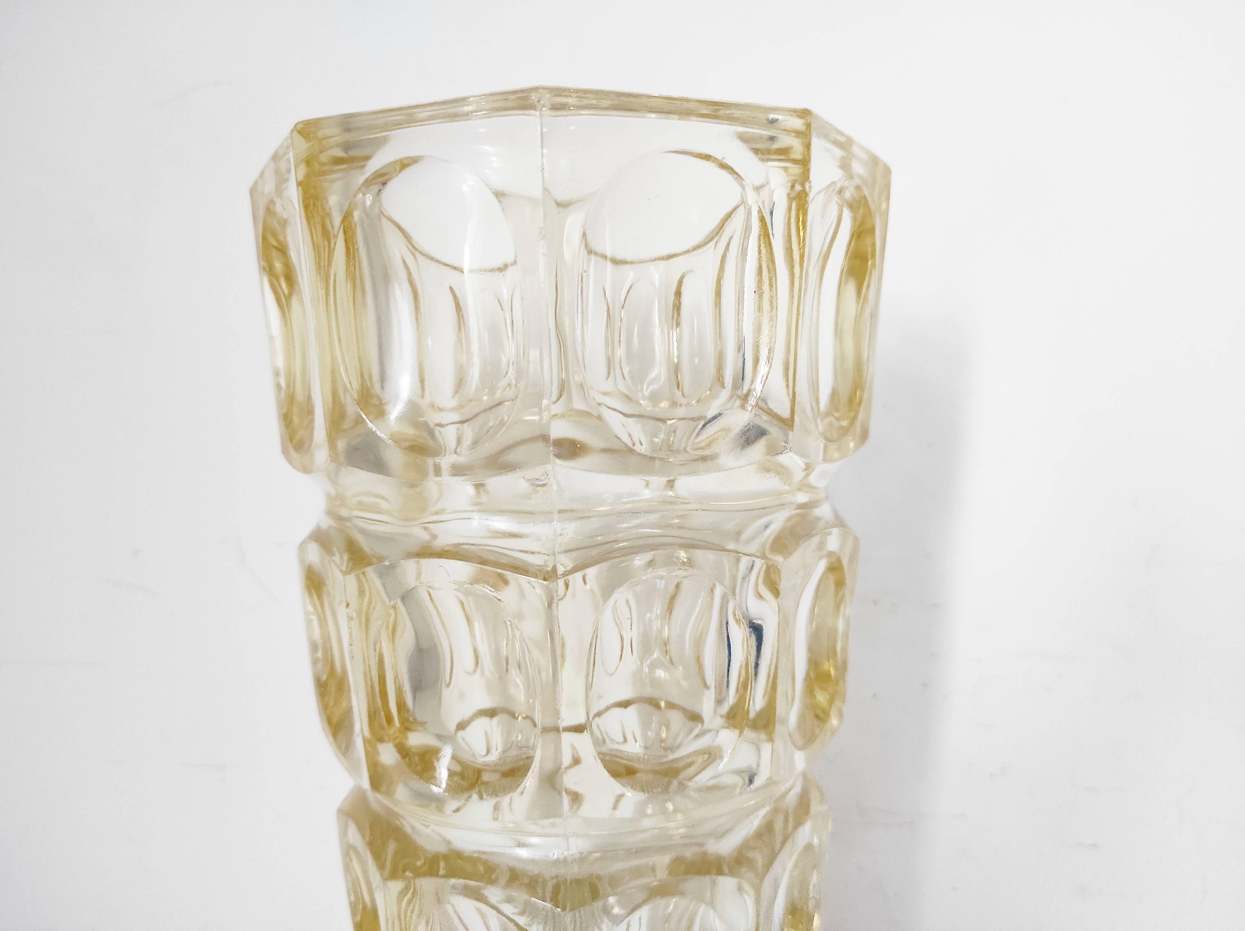 Yellow glass vase by Josef Hoffman for Moser