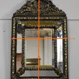 Miroir en laiton repoussé, style louis xiv, époque napoléon iii – xixe