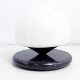Mushroom lamp in marble and opaline glass