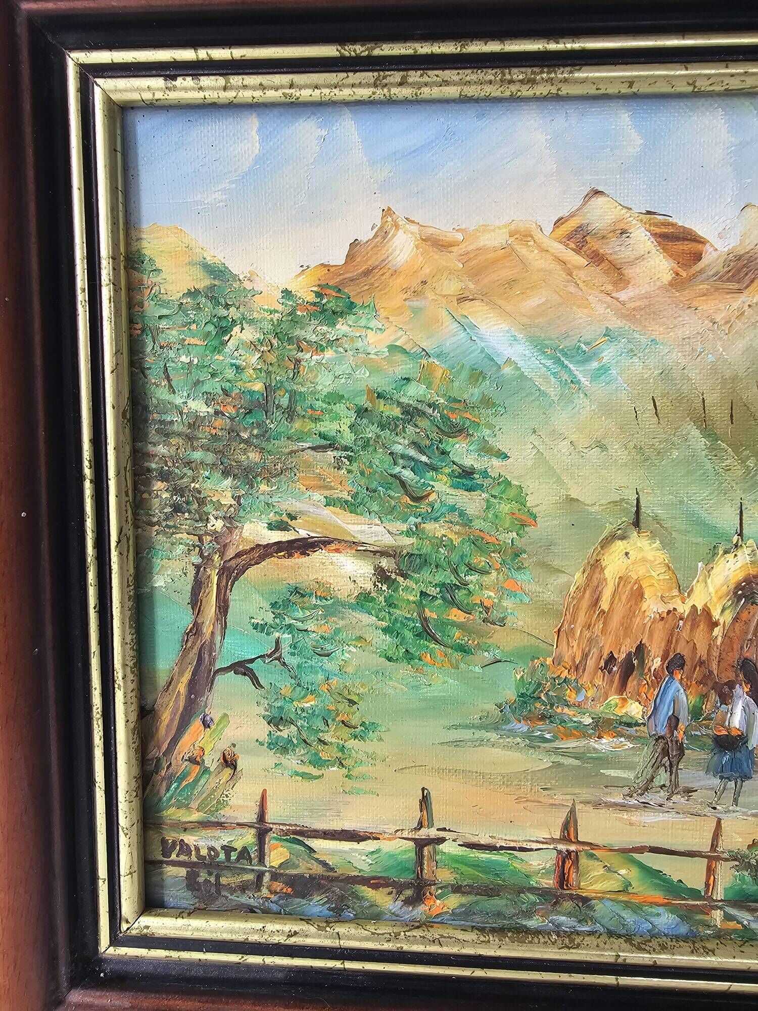 Tableau Huile sur Toile Ferme du pays Basque signé Gil Valota