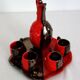 Vallauris two-tone liqueur service vintage flamed stoneware