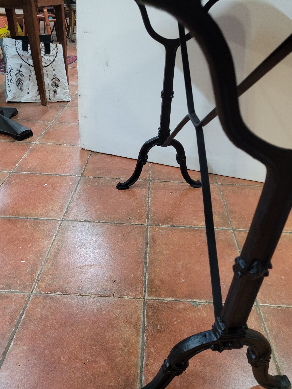 Antique bistro table with oak top