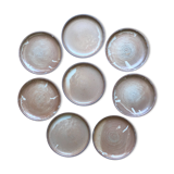 Set of 8 plates flat sandstone enameled vintage