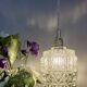 Vintage tulip pendant light in clear molded glass