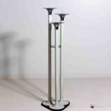 French tripod floor lamp with trumpet shades in chrome and enamel, 1960s