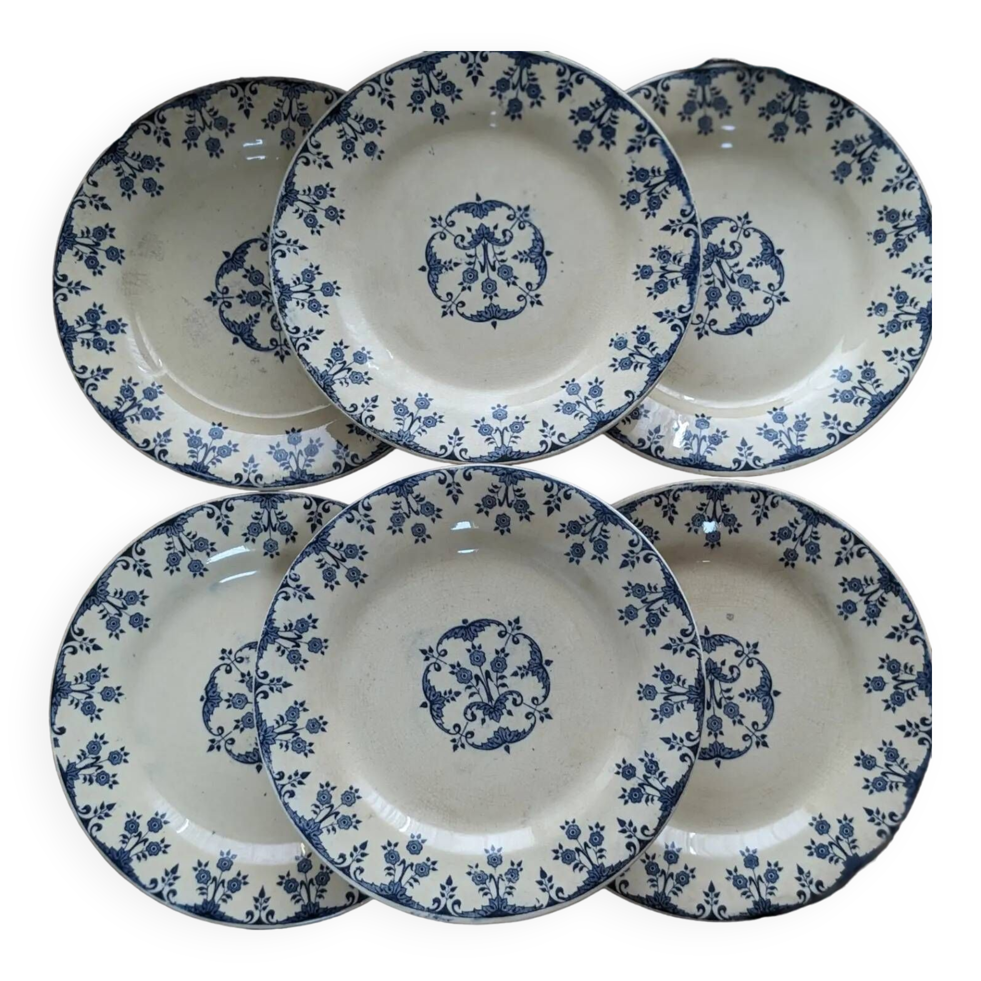 Set of 6 plates of Gien iron earth