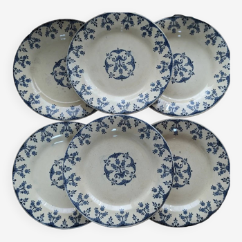 Set of 6 plates of Gien iron earth