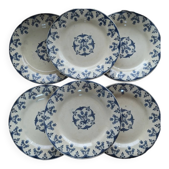 Set of 6 plates of Gien iron earth