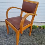 Fauteuil bridge art deco en skaï