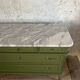 Louis XVI style olive green commode with marble.