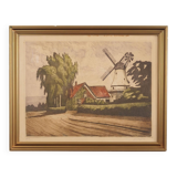 Painting „The Windmill”, Scandinavian design, 1970s