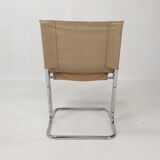 Set of 2 italian canvas and chromed metal chairs, 1970's