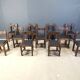 Vintage brutalist dining chairs set of 11 - 1960s