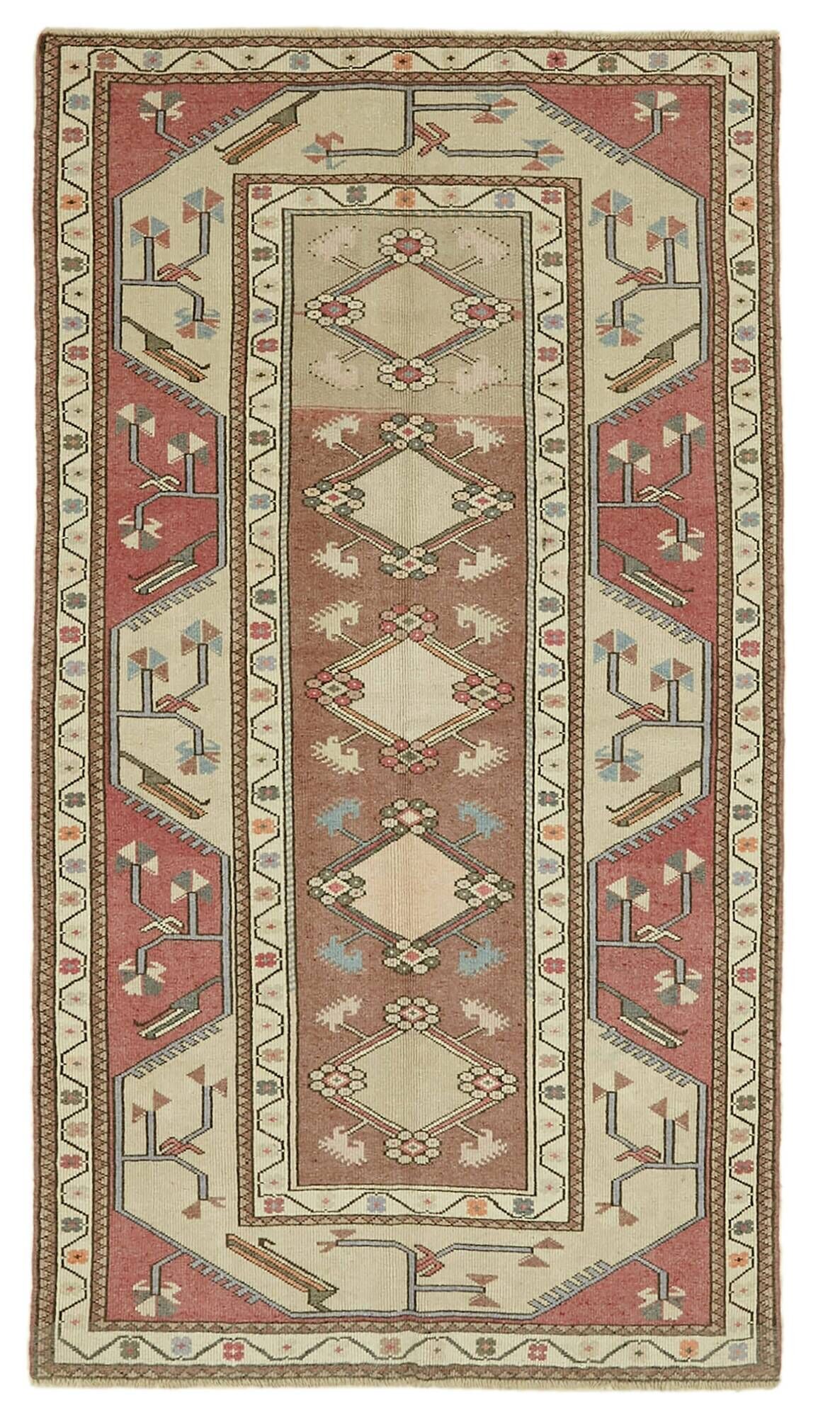 Turkish Vintage Anatolian Rug 127 cm x 225 cm