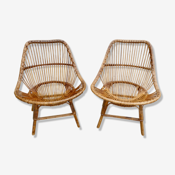 Pair of rattan armchairs from the 70s