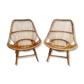 Pair of rattan armchairs from the 70s