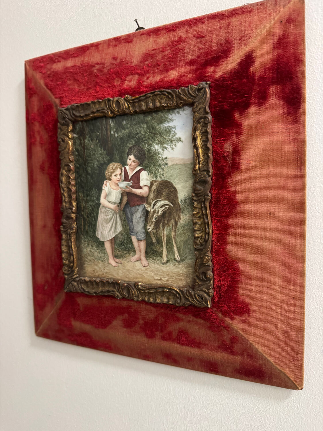 Pastoral scene painting on porcelain, 19th century