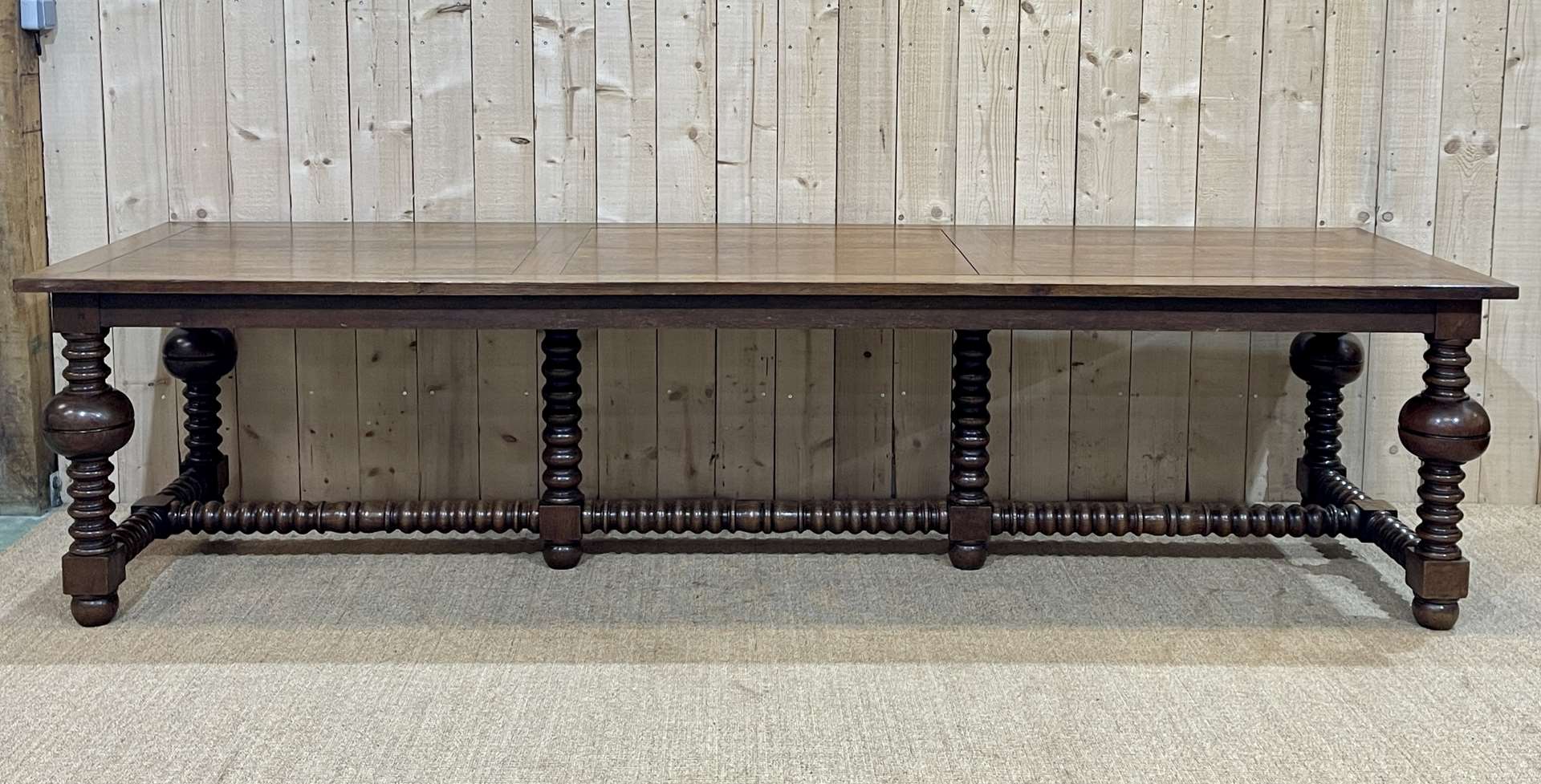 Oak monastery table with turned legs from the 1930s