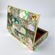 Vide-poche en coquille d'abalone, alpaga et bois, Mexique, vers 1970.