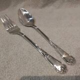 Silver-plated metal stew spoon and fork, Ercuis silversmith, Louis XV, 29