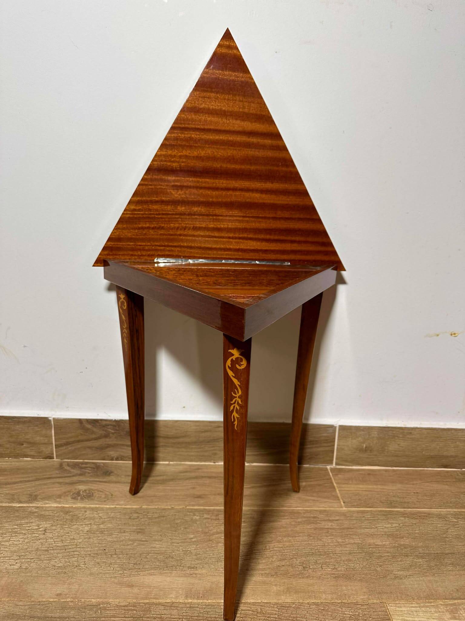 Italian Marquetry Five Piece Triangle Table