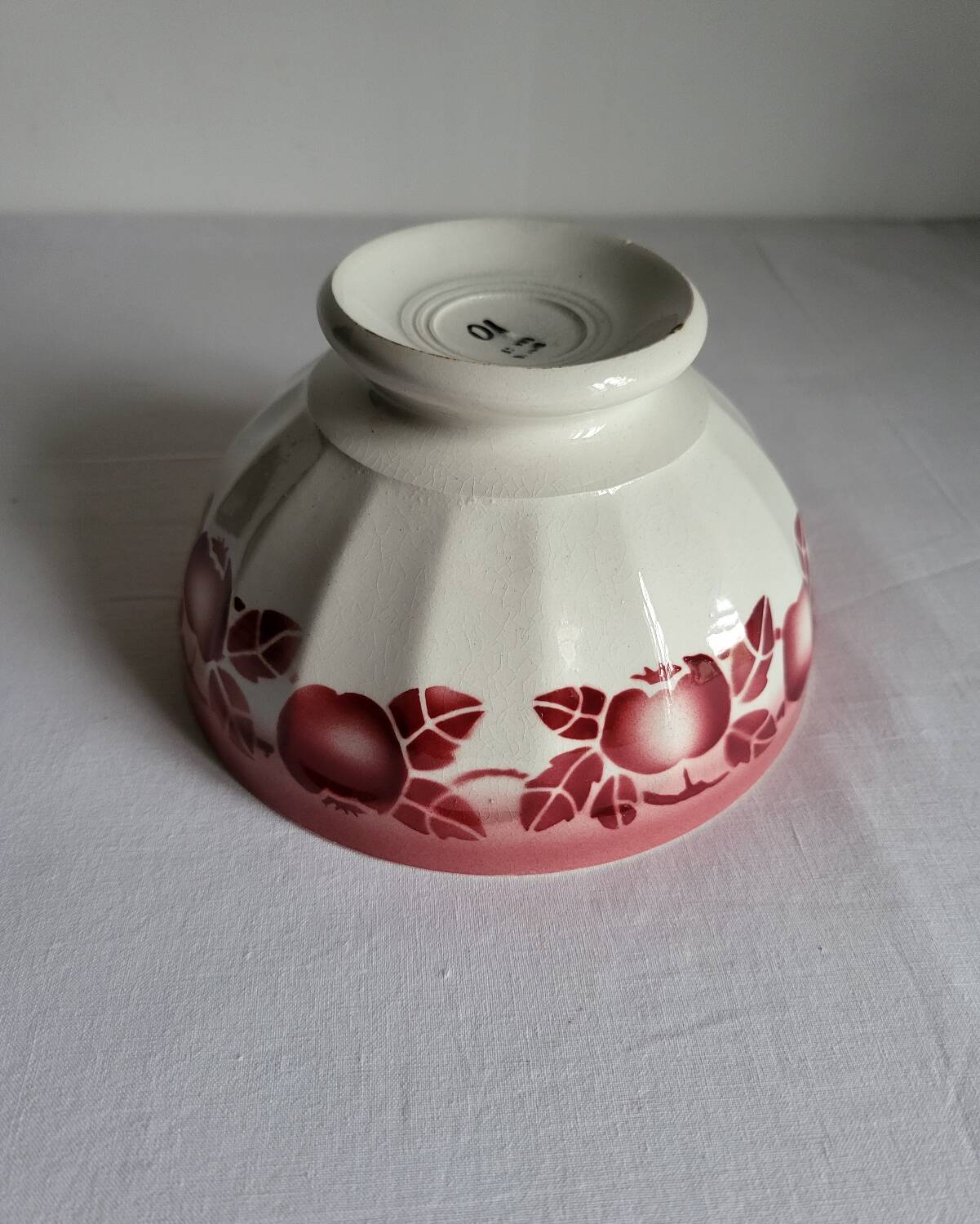 Antique faceted earthenware bowl, Digoin Badonviller