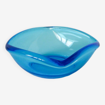 Vide-poche en verre coloré bleu, dans le goût de Murano, 1970