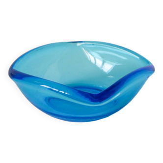 Blue colored glass pocket, in the style of Murano, 1970