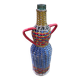 Old Lady Jeanne Bottle Glass + Rattan Woven Wicker Painted Vintage