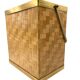 Hollywood regency brass and woven bamboo magazine rack, Metal Linea Nova Italy 1970
