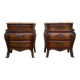 Pair of small bombe chests – Louis XV style – Marquetry & Marble –