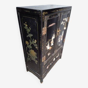 Asian sideboard lacquered wood and inlay ep 1950