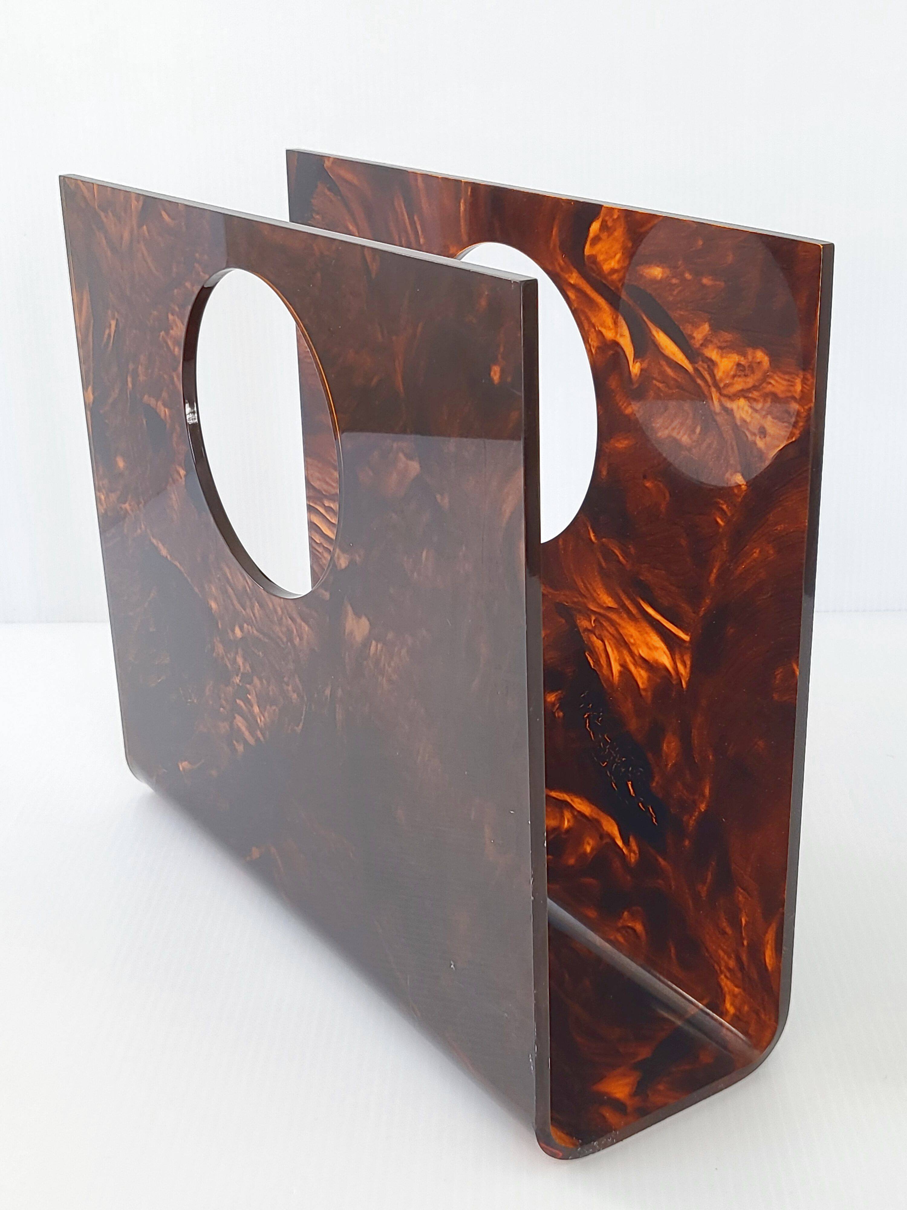 Vintage plexiglass magazine rack 1970