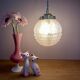 Vintage art deco globe pendant light in pink and gold Clichy glass