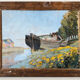 Oil on double-sided panel with geese, signed Robert, dated 1930.