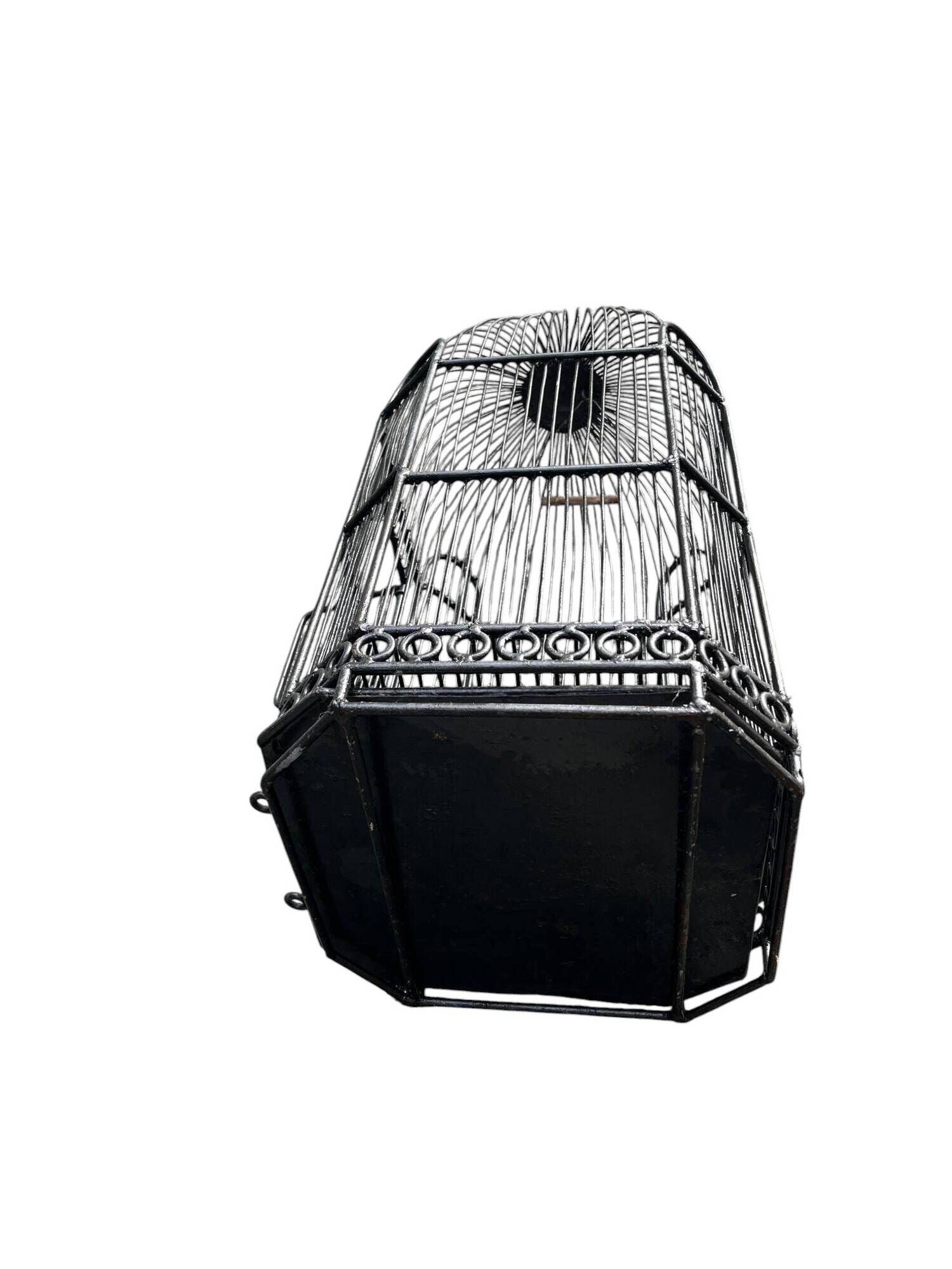 Old black metal birdcage from the early 20th century.